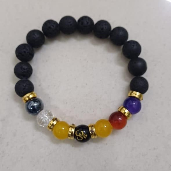 Natural Beads Om Bracelet